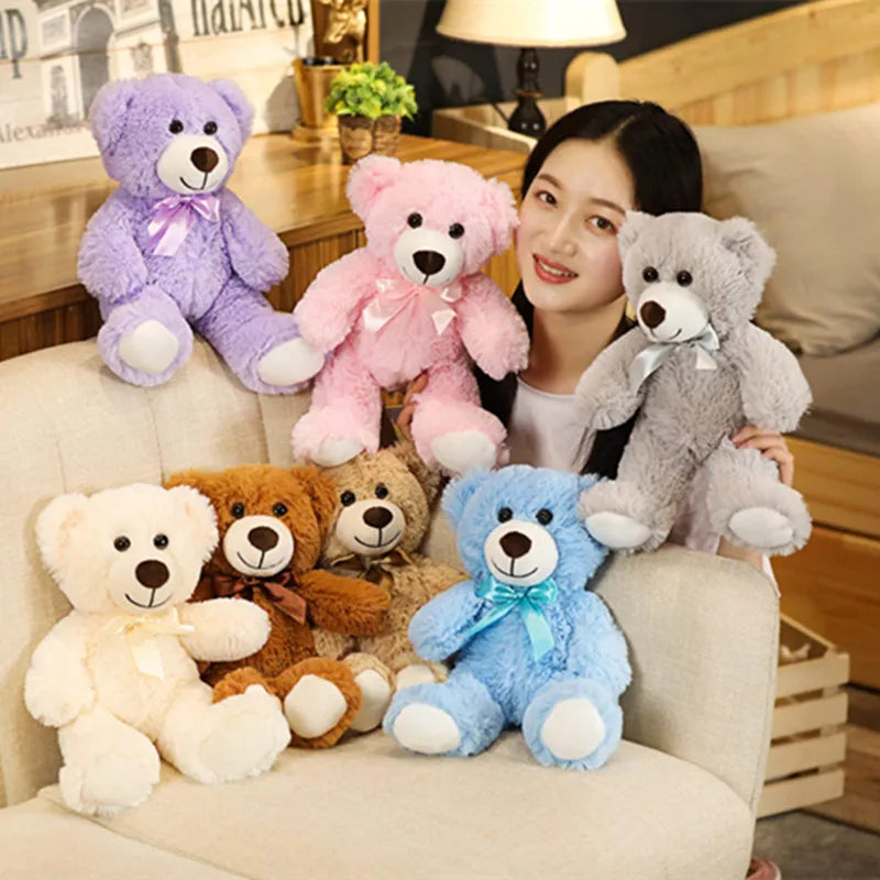 Giant Plush Bear with Ribbon - Adorable Stuffed Animal for Kids
