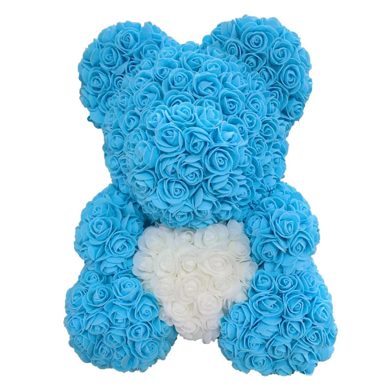 Red Rose Teddy Bear 40cm Artificial Rose Flower Gift