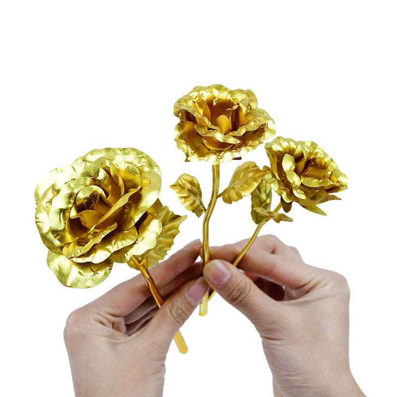 Gold Foil Eternal Rose Bouquet - Valentine's Gift for Her