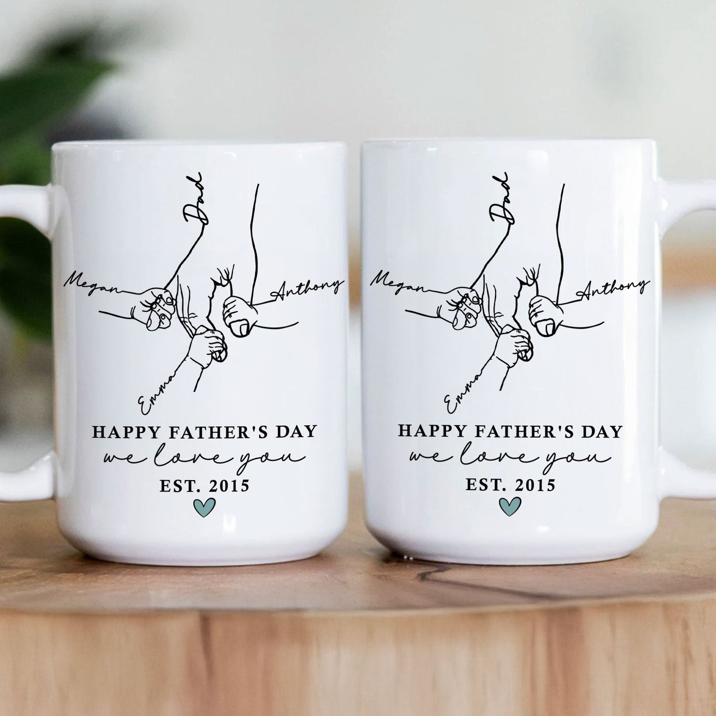 Hand Holding Happy Father's Day We Love You - Personalized Mug