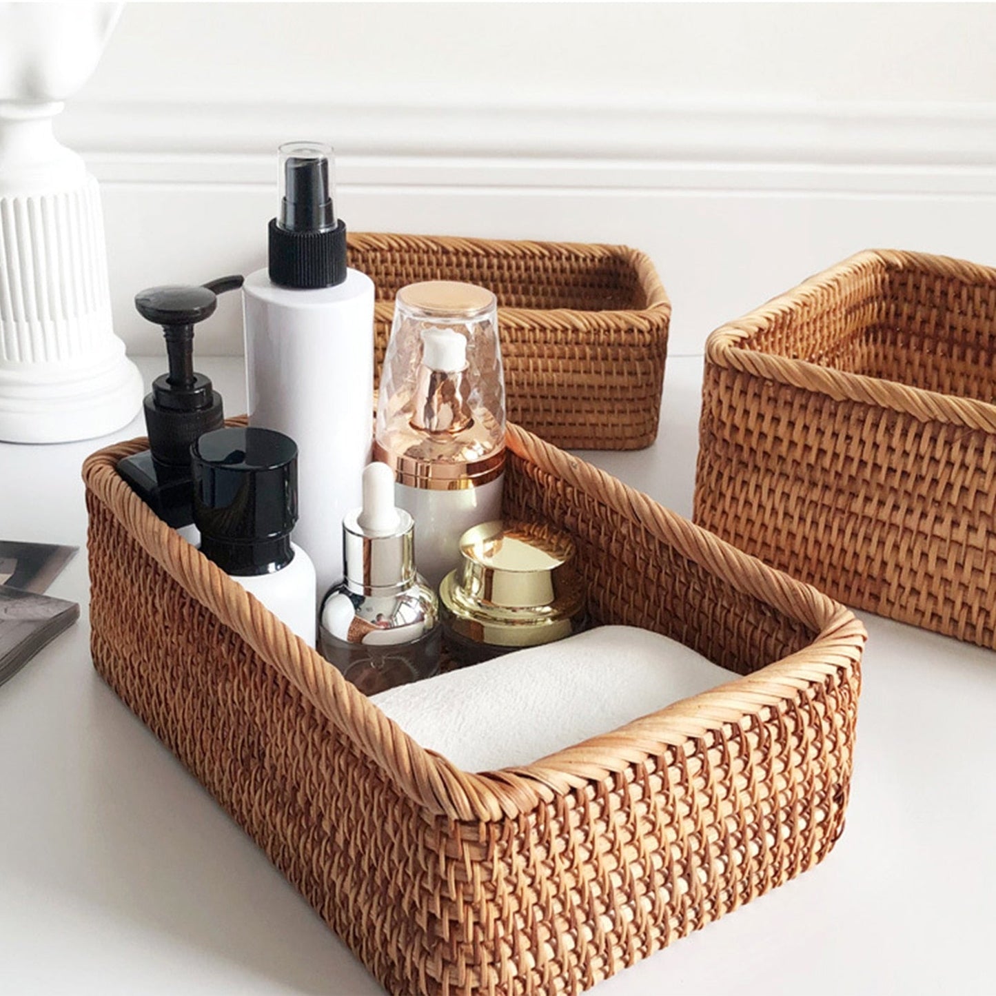 Hand-Woven Rattan Organizer