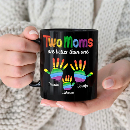 Handprints Two Are Better Than One - Personalized Black Mug