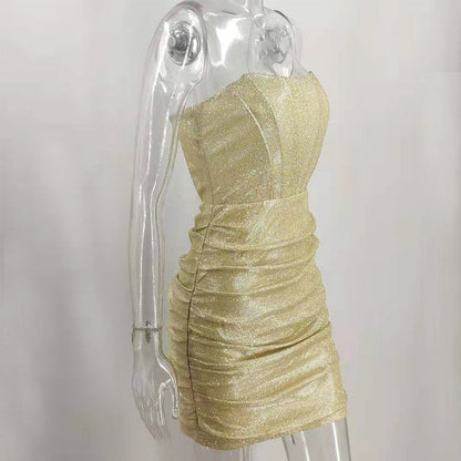 Glitter Strapless Corset Mini Dresses