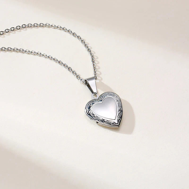 Personalized Heart Locket Necklace with Custom Photo and Name