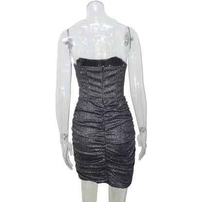 Glitter Strapless Corset Mini Dresses
