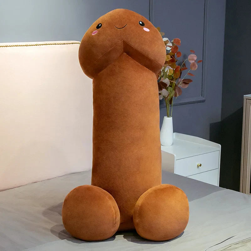 Cute Flesh-Colored Plush Penis Pillow - Soft, Fun Cushion Gift for Girls