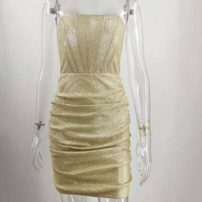 Glitter Strapless Corset Mini Dresses