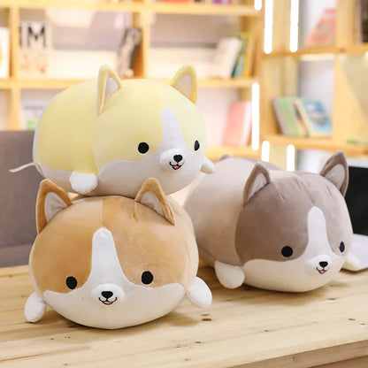 Happy Corgi Plush Dog Pillow Soft Stuffed Toy Gift