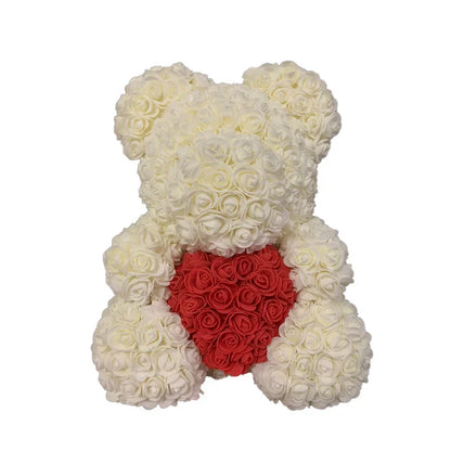 Red Rose Teddy Bear 40cm Artificial Rose Flower Gift