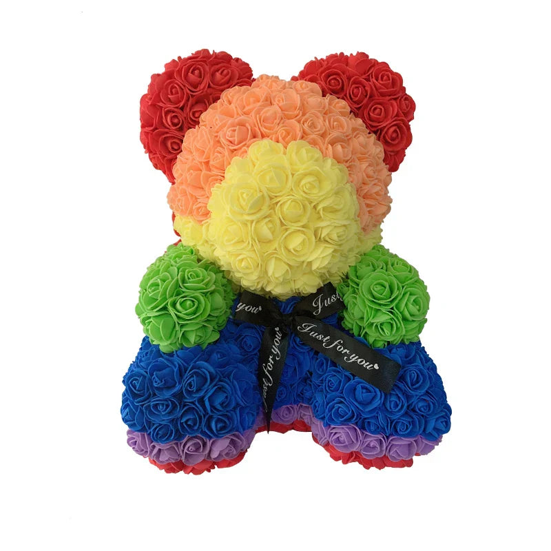 Red Rose Teddy Bear 40cm Artificial Rose Flower Gift