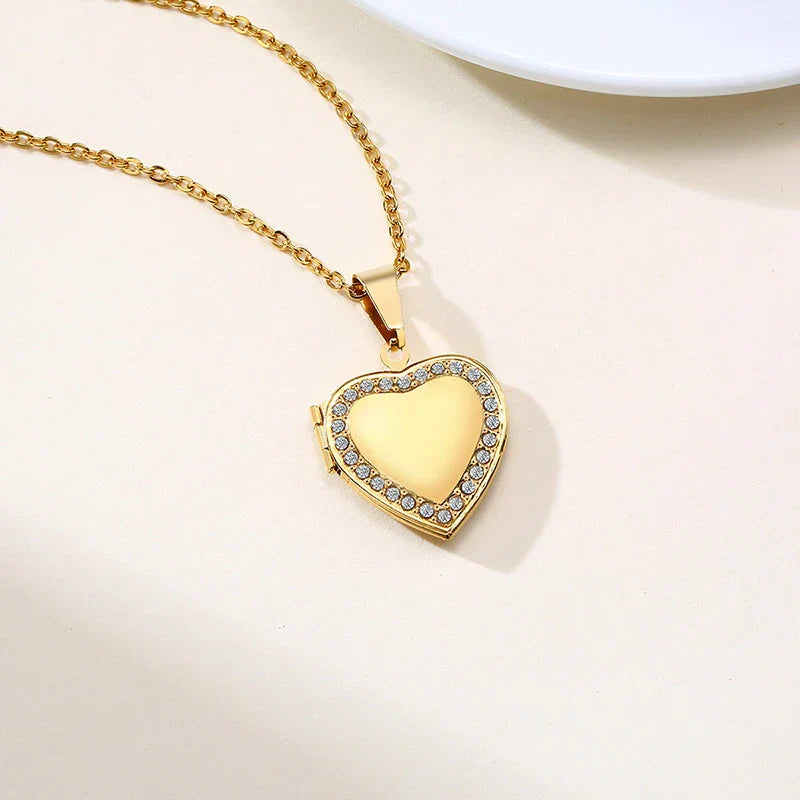 Personalized Heart Locket Necklace with Custom Photo and Name
