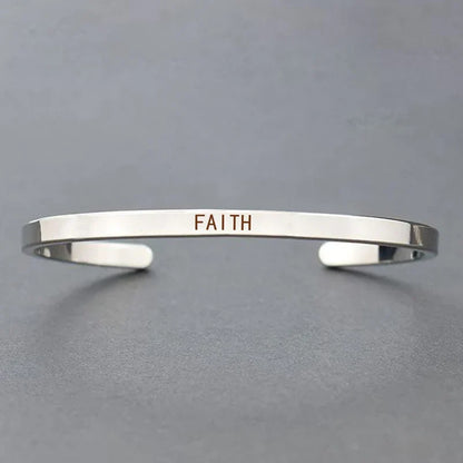 Inspirational Quotes Cuff Bracelet " DON'T WORRY BE HAPPY " Metal Engraved Bracelet