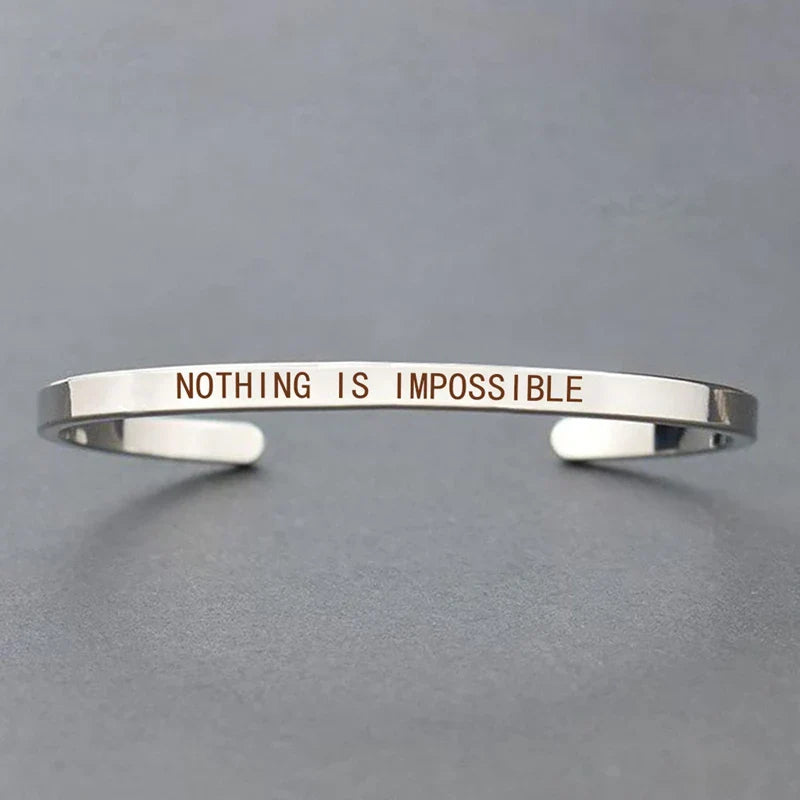 Inspirational Quotes Cuff Bracelet " DON'T WORRY BE HAPPY " Metal Engraved Bracelet