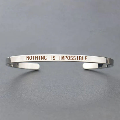 Inspirational Quotes Cuff Bracelet " DON'T WORRY BE HAPPY " Metal Engraved Bracelet