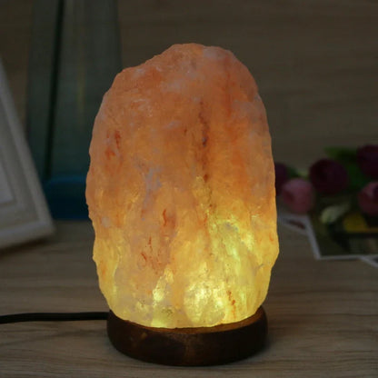 Salt Lamp Natural Hand Carved Wooden Base