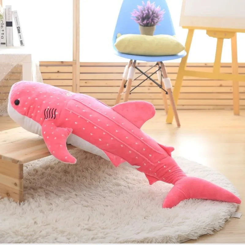 Large Soft Shark Plush Toy - Adorable Blue Whale Pillow for Kids