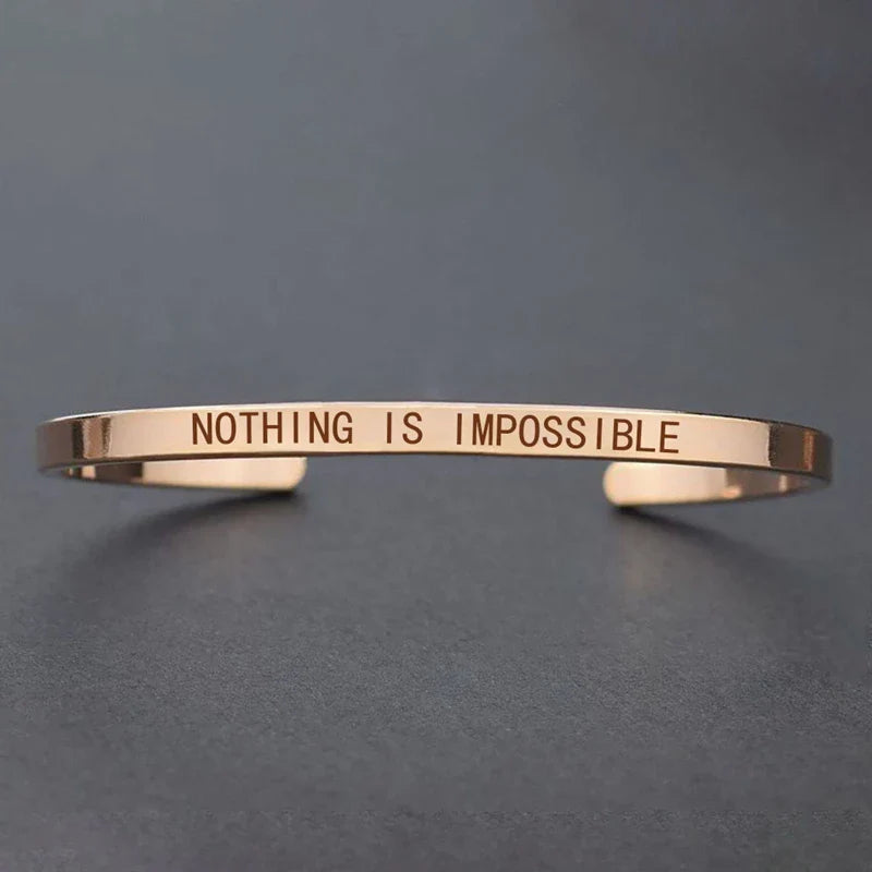 Inspirational Quotes Cuff Bracelet " DON'T WORRY BE HAPPY " Metal Engraved Bracelet