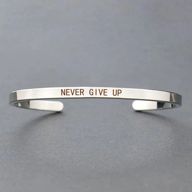 Inspirational Quotes Cuff Bracelet " DON'T WORRY BE HAPPY " Metal Engraved Bracelet