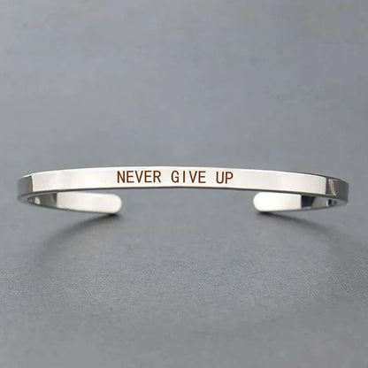 Inspirational Quotes Cuff Bracelet " DON'T WORRY BE HAPPY " Metal Engraved Bracelet