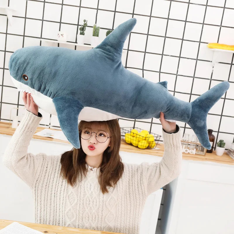 140cm Giant Shark Plush Toy - Soft Stuffed Animal Pillow for Kids