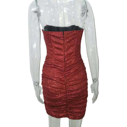Glitter Strapless Corset Mini Dresses