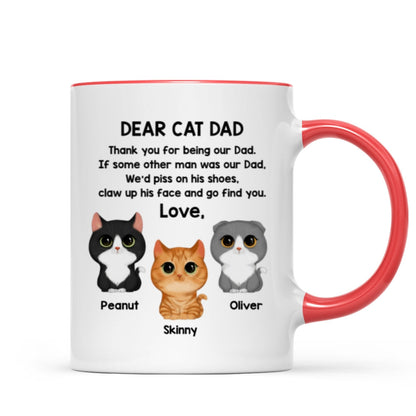 Dear Cat Dad Watercolor Cute Cats Father's Day Gift For Cat Dad Personalized Mug