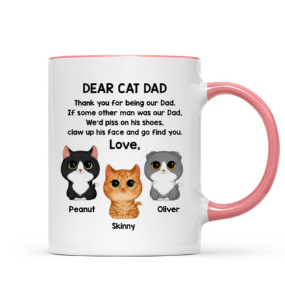 Dear Cat Dad Watercolor Cute Cats Father's Day Gift For Cat Dad Personalized Mug