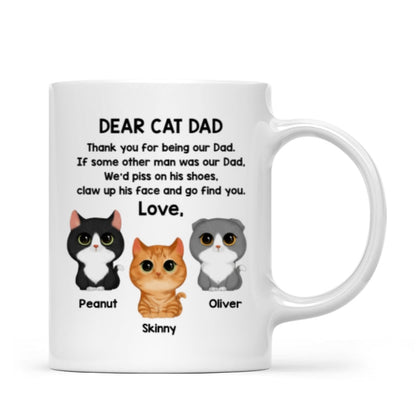 Dear Cat Dad Watercolor Cute Cats Father's Day Gift For Cat Dad Personalized Mug