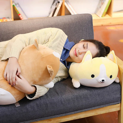 Happy Corgi Plush Dog Pillow Soft Stuffed Toy Gift