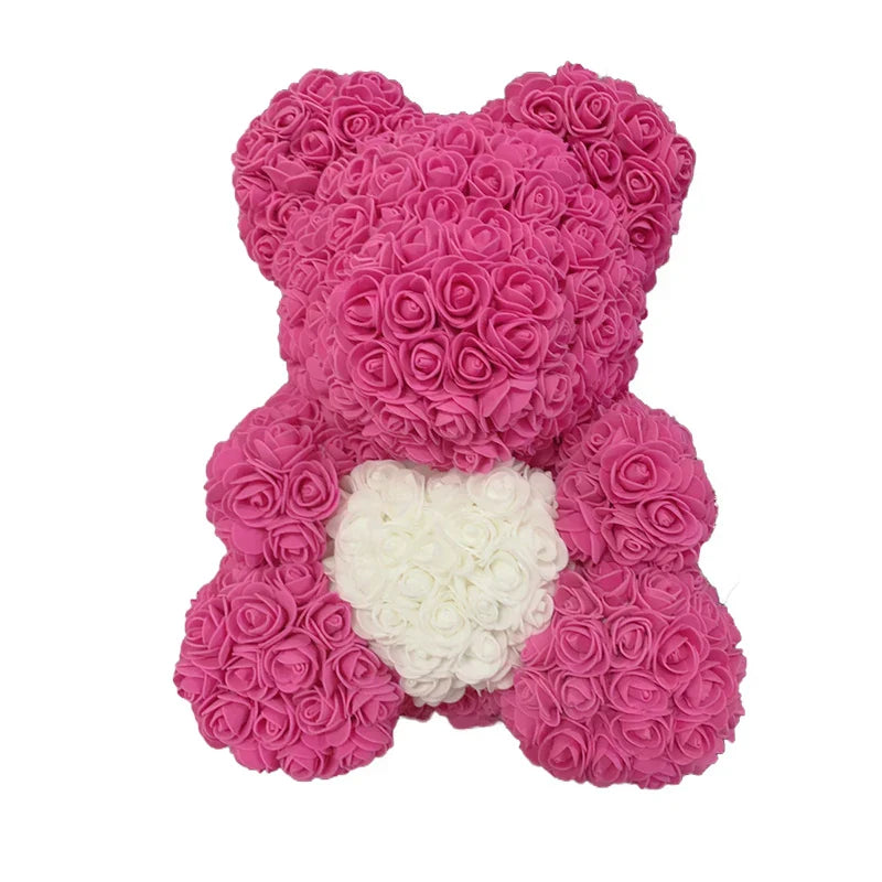 Red Rose Teddy Bear 40cm Artificial Rose Flower Gift