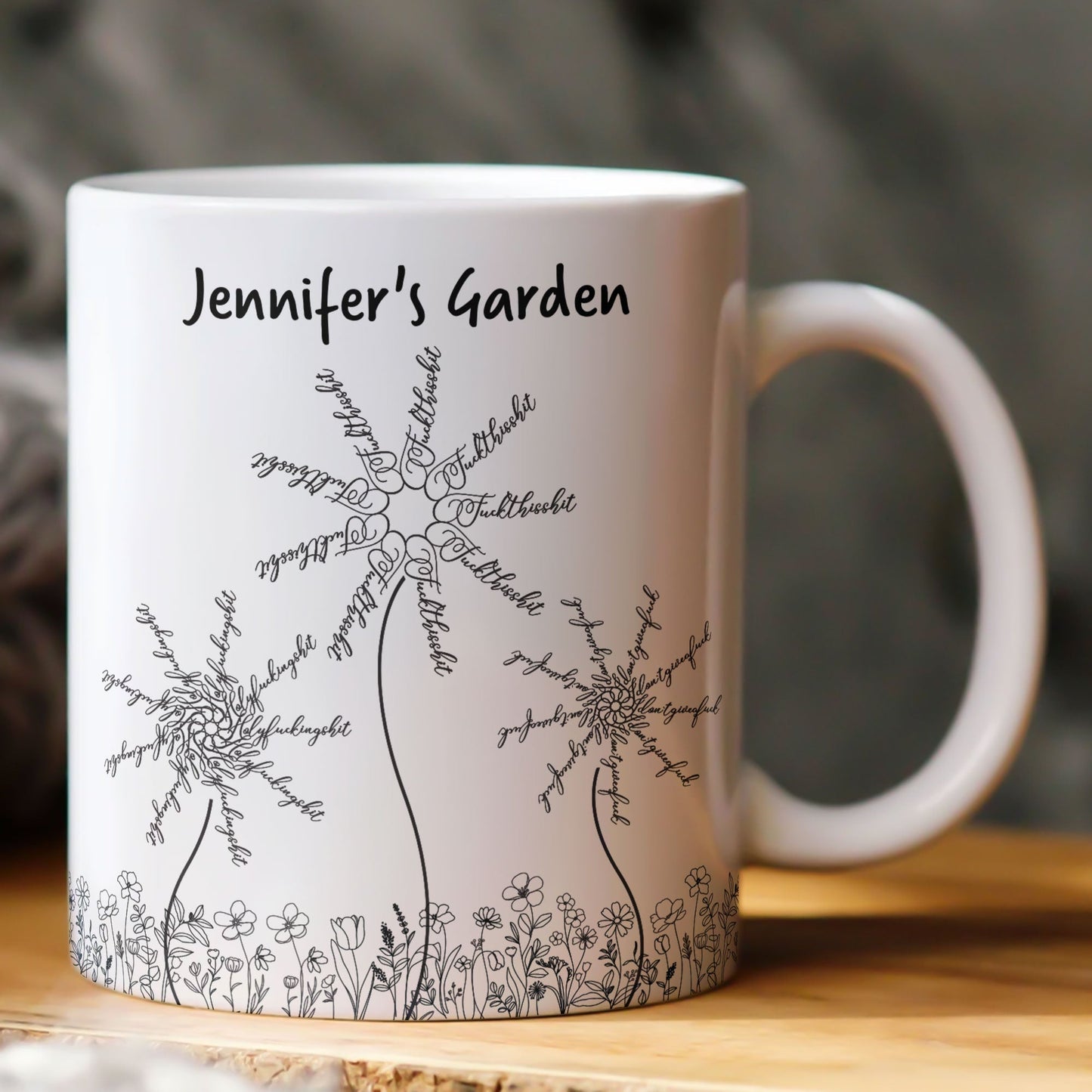 Hidden Swear Floral Funny Mug - For Friends, Coworkers, Self Gift - Personalized Mug
