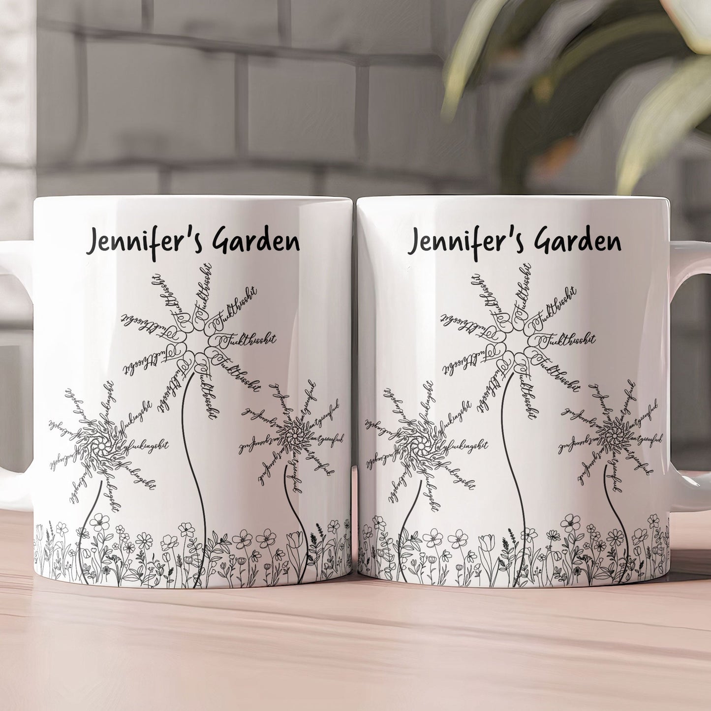 Hidden Swear Floral Funny Mug - For Friends, Coworkers, Self Gift - Personalized Mug