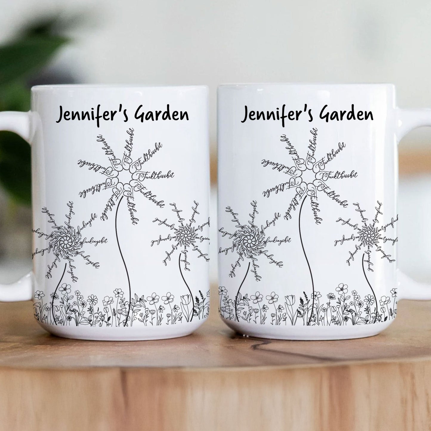 Hidden Swear Floral Funny Mug - For Friends, Coworkers, Self Gift - Personalized Mug