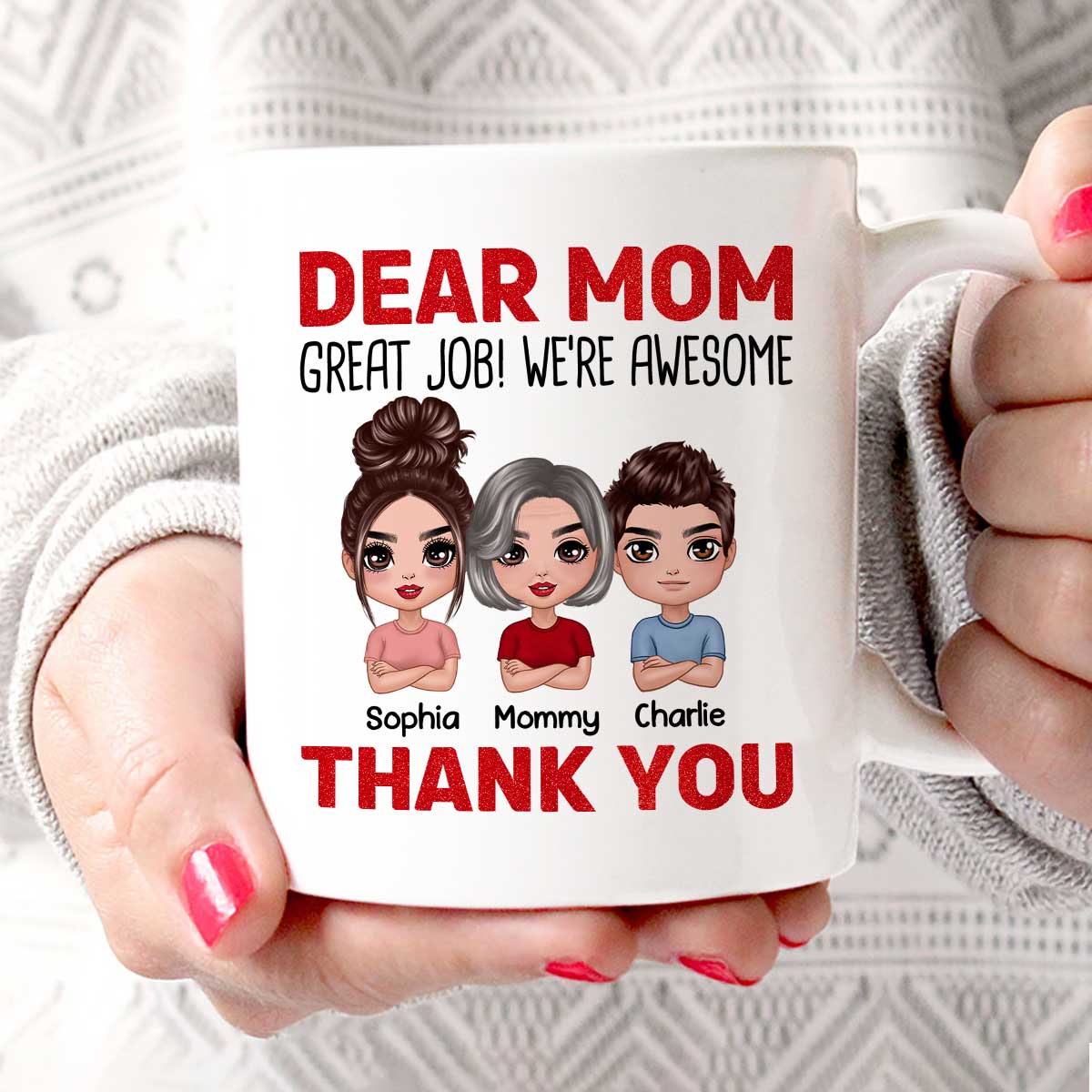 Dear Mom We're Awesome Thank You Doll Children Personalized Mug