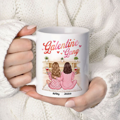 Galentine Gang Pretty Besties Sisters In House Personalized Mug, Mug, Social Club, Besties Gift