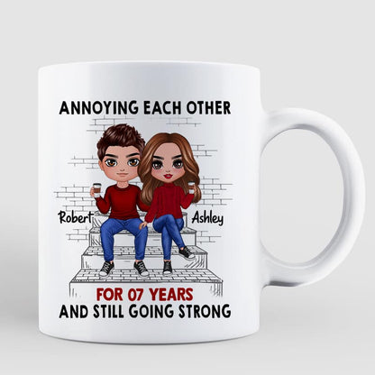 Doll Couple Sitting On Stair Personalized Mug