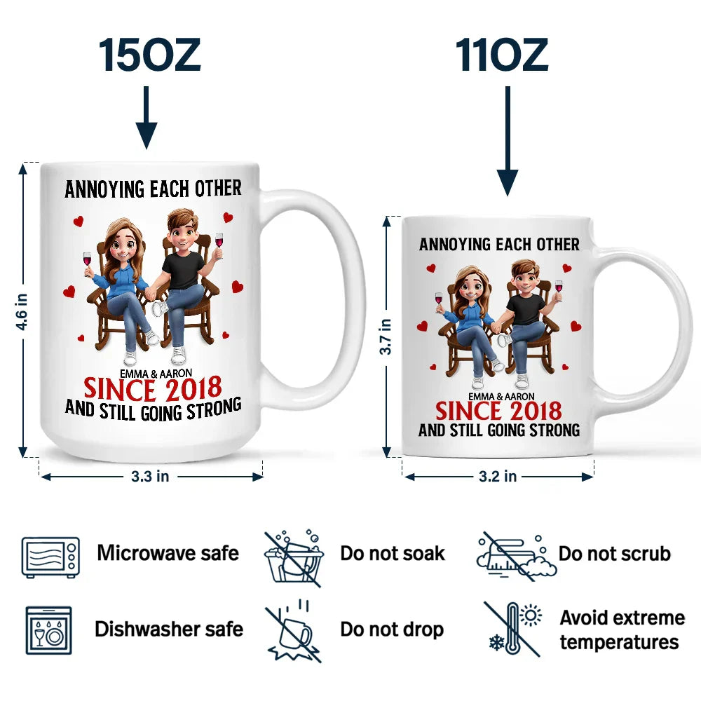 Holding Hands Sitting Couple Annoying Each Other - Personalized Mug