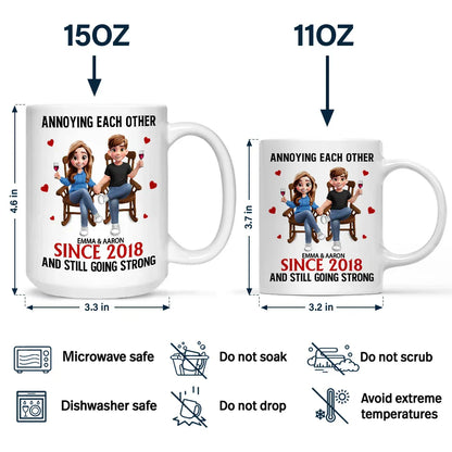 Holding Hands Sitting Couple Annoying Each Other - Personalized Mug