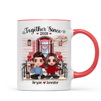 Doll Couple Sitting Front Porch Personalized Mug