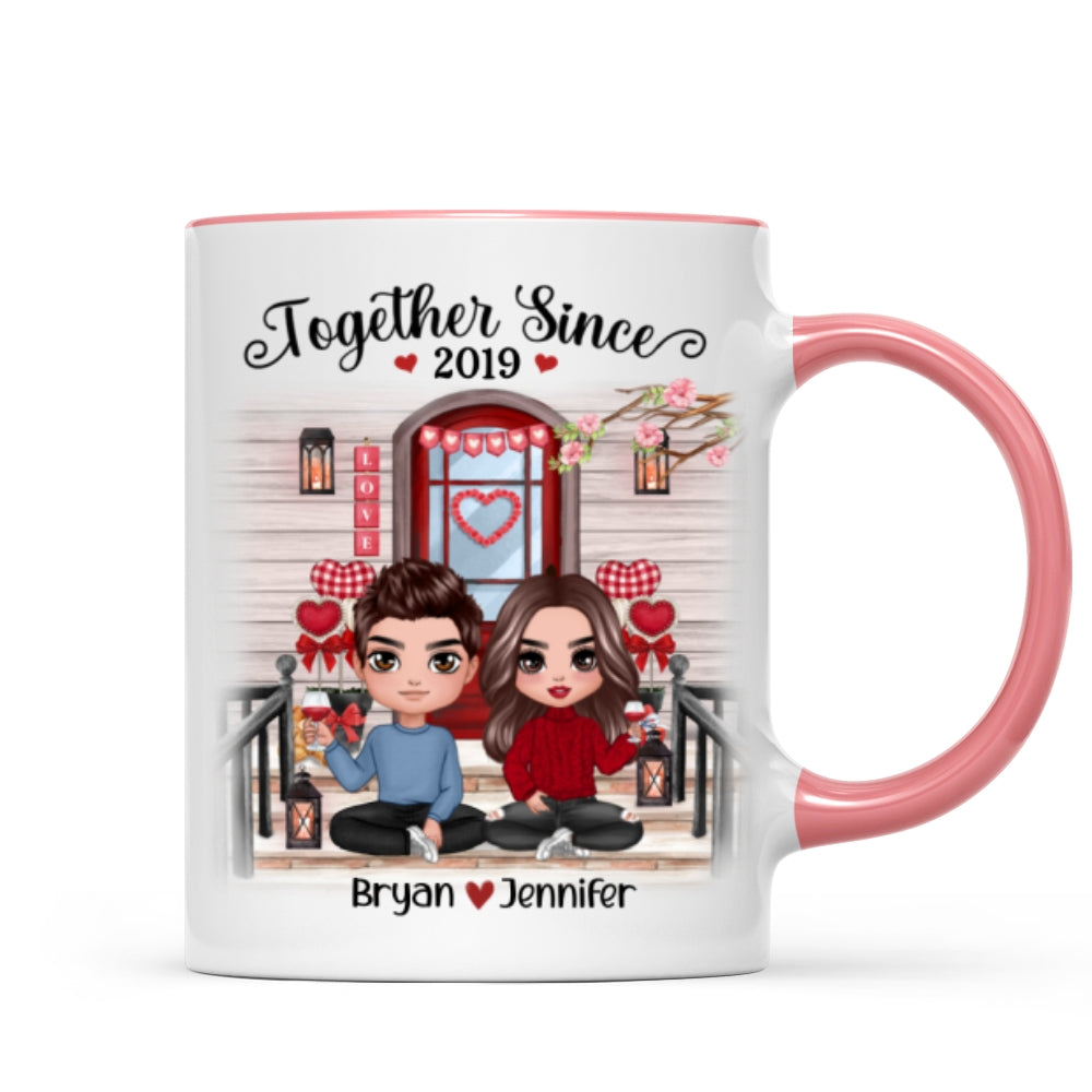 Doll Couple Sitting Front Porch Personalized Mug