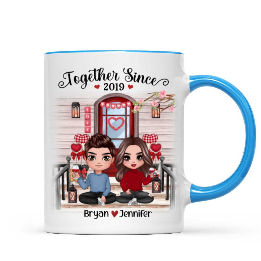 Doll Couple Sitting Front Porch Personalized Mug