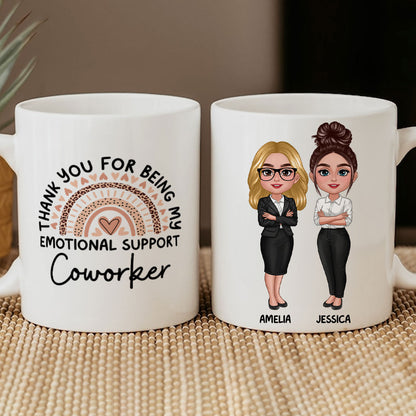 Thank You For Being My Emotional Support Coworker Gift For Colleagues Personalized Mug