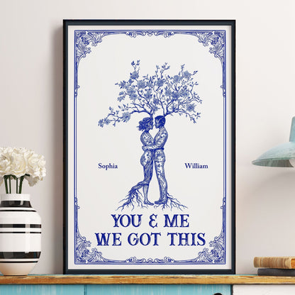 Couple Tree Hug Poster, Romantic Home Wall Art, Perfect Gift for Lovers