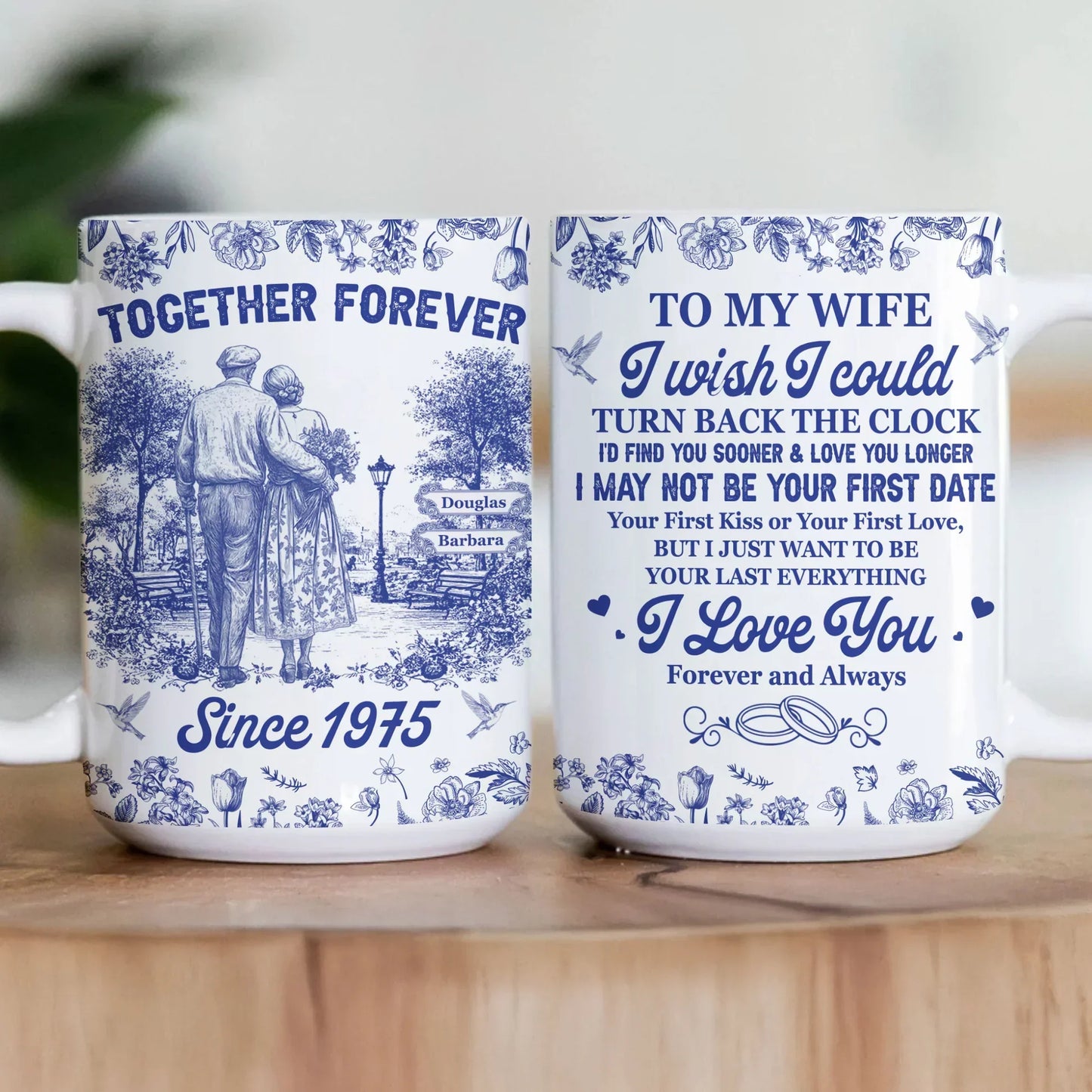 Personalized Ceramic Couple Mug with Custom Name for Anniversary Gift