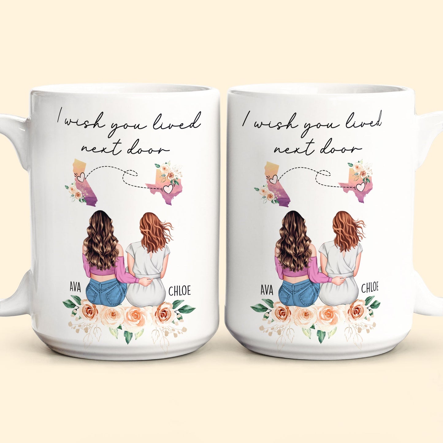 I Wish You Lived Next Door Friendship, Motherhood Gift - Personalized Mug