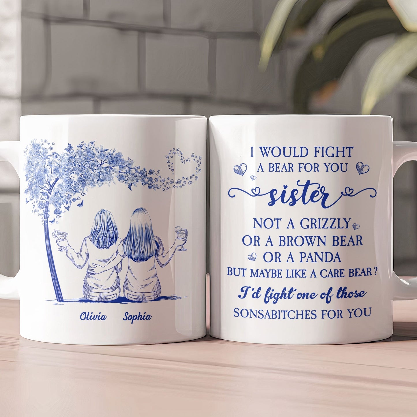 I Would Fight A Bear For You Toile De Jouy - Personalized Mug