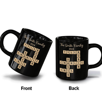 Family Forever Linked Together Crossword Puzzle Art Personalized Mug, Gift For Brothers, Sisters, Siblings, Family