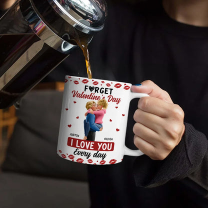 I Love You Every Day Kissing Couple - Personalized White Edge-to-Edge Mug