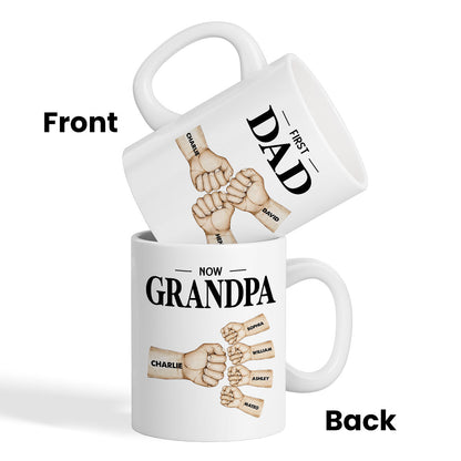 Fist Bump First Dad Now Grandpa Personalized Mug
