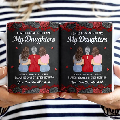 I Smile Because You Are My Daughter - Personalized White Edge-to-Edge Mug